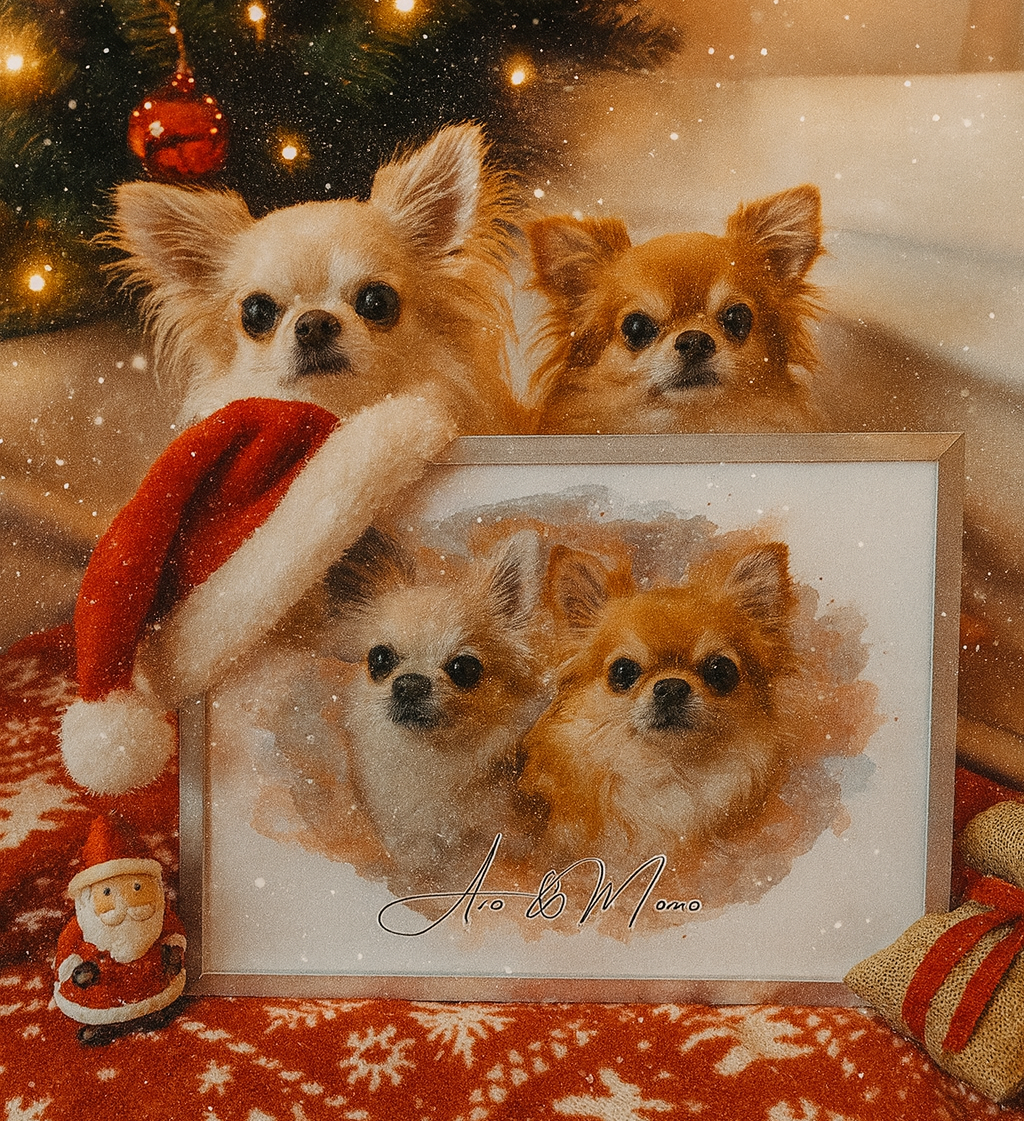 Double Pet Watercolor Portrait